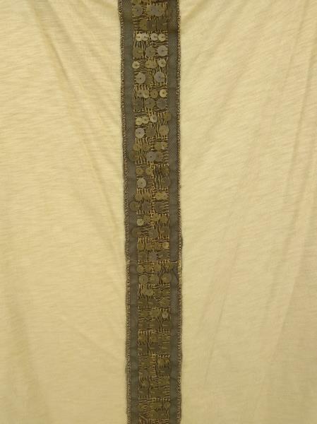 MICHAEL STARS Dolman Tee Beige Mesh & Sequin Panel Short Sleeve Top O/S