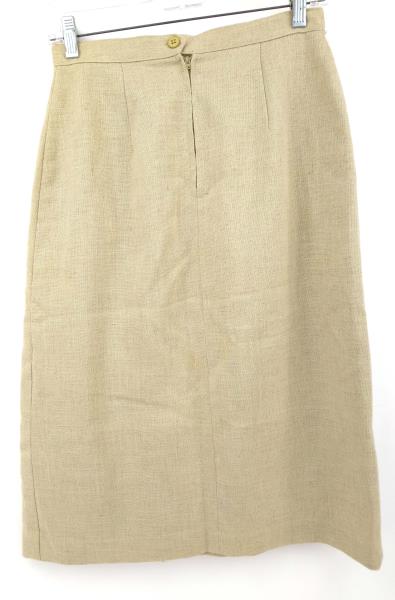 Vtg Pleated A-Line Midi Skirt PRESTIGE OF BOSTON Beige Natural Linen Sz 10