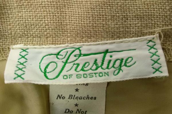Vtg Pleated A-Line Midi Skirt PRESTIGE OF BOSTON Beige Natural Linen Sz 10