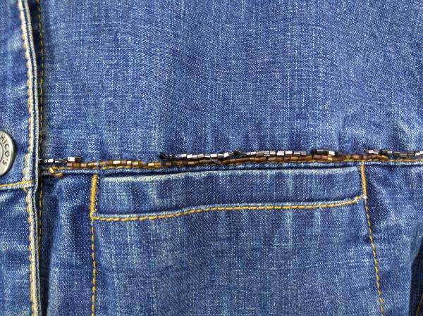 CHICO'S Boho Hippie Beaded Denim Jacket w/ Embroidery Sz 0 (S / 4)