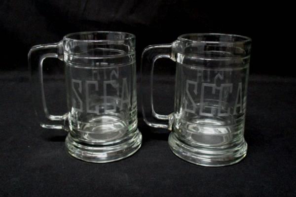 2 Clear Glass Beer Mugs Etched SCCA 5th
