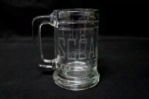 2 Clear Glass Beer Mugs Etched SCCA 5th
