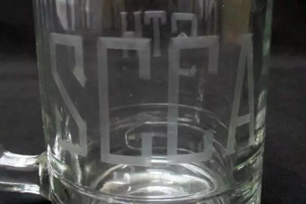 2 Clear Glass Beer Mugs Etched SCCA 5th