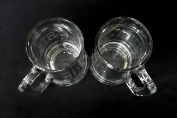 2 Clear Glass Beer Mugs Etched SCCA 5th