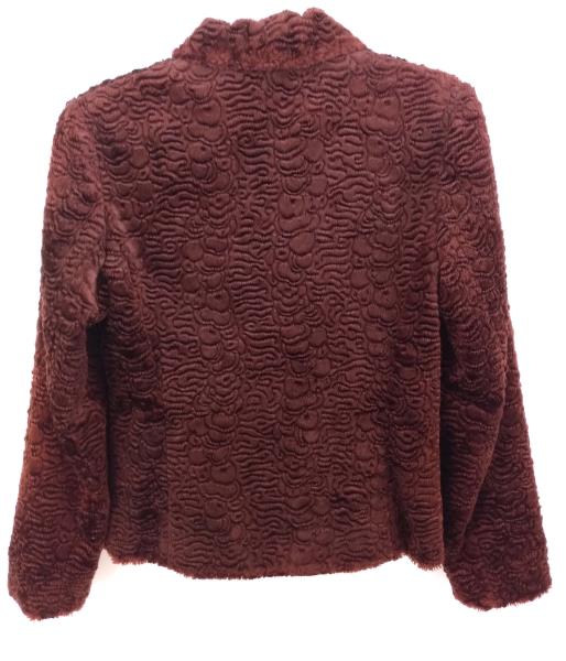 Retro 90s Red Faux Lamb Fur Jacket Front Zip Mercedes New York Size 4