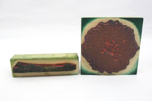 Lot of 2 Holiday Wood & Rubber Stamps: Christmas Wreath + "Warmest Wishes"