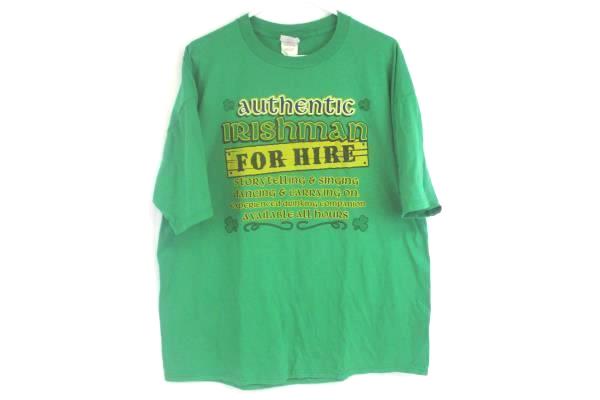 Jerzees Active Wear Authentic Irishman For Hire T-Shirt Green Men's Size XL
