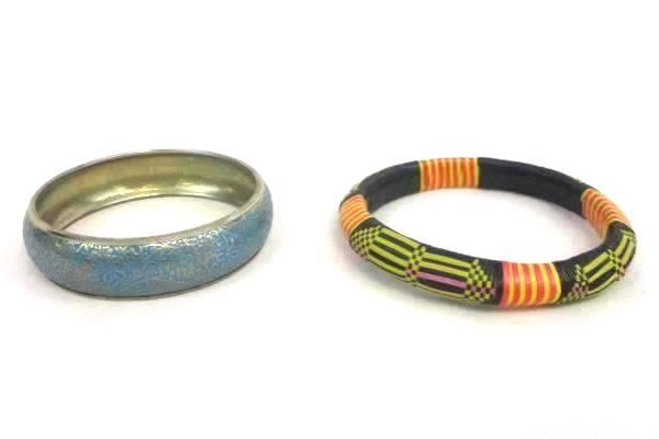 Lot of 9 Bangle Braided Beaded Metal Bracelets Hippie Hobo