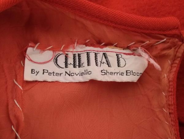 Vtg 80s CHETTA B. Dress Red Black Wool Pleated Blouson Faux Wrap Skirt Sz 8