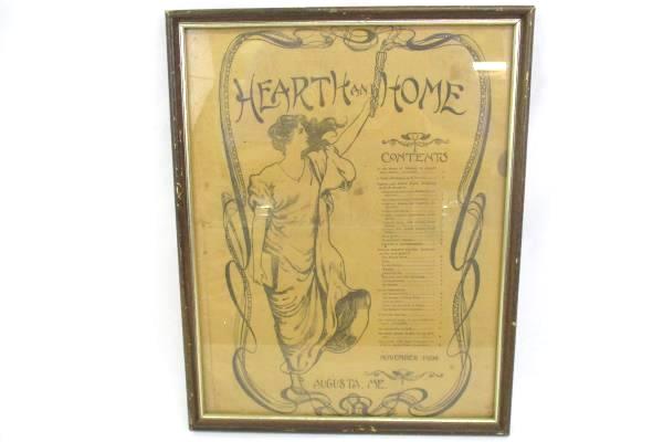 Vintage Framed Nov.1906 Hearth And Home Table Of Contents Page