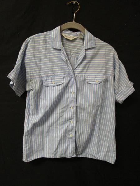 Pinstripe Blouse Nordstrom Blue/White/Pink 100% Cotton Women's Size 8
