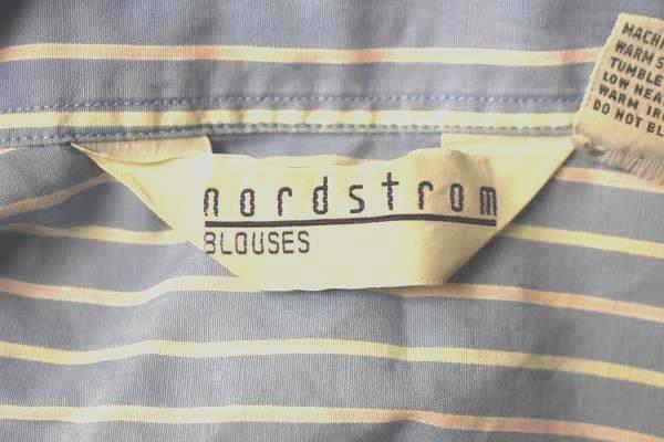 Pinstripe Blouse Nordstrom Blue/White/Pink 100% Cotton Women's Size 8