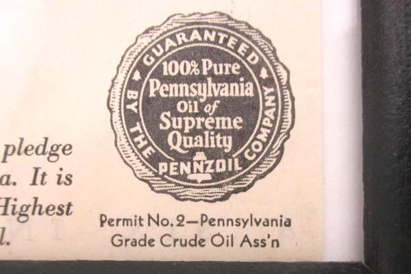 Vintage Framed PENNZOIL MOTOR OIL Saturday Evening Post Ad August 24, 1929