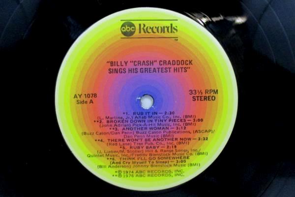 Billy "Crash" Craddock "Greatest Hits" 1978 12" Vinyl 33 RPM LP Record Country