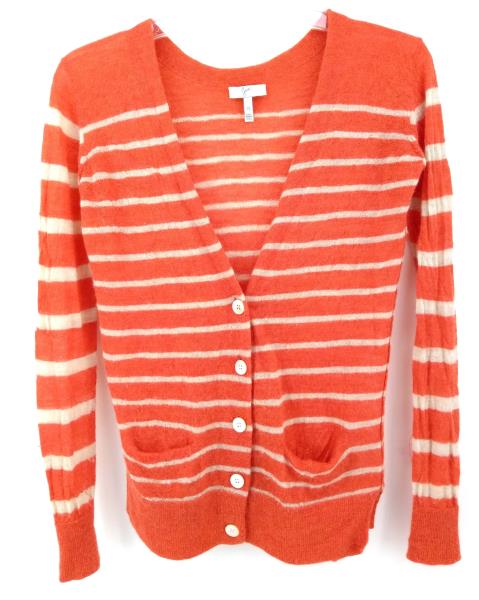 JOIE "Adelia" Cardigan Coral Striped V Neck Sweater 100% Alpaca Wool Women's XS