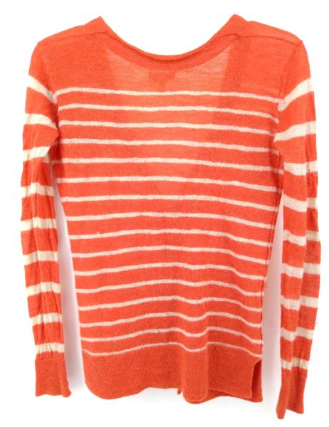 JOIE "Adelia" Cardigan Coral Striped V Neck Sweater 100% Alpaca Wool Women's XS