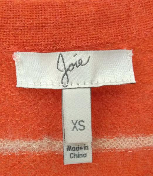JOIE "Adelia" Cardigan Coral Striped V Neck Sweater 100% Alpaca Wool Women's XS
