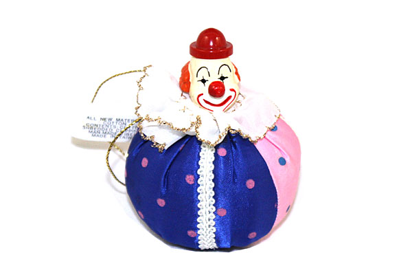Silky Smiling Clown Ornaments- Set of 2 - Made in Taiwan