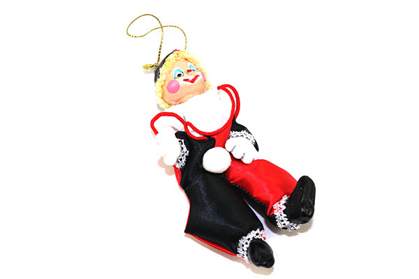 Silky Smiling Clown Ornaments- Set of 2 - Made in Taiwan
