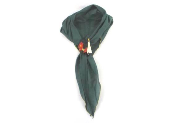BSA Boy Scout Green Yellow Neckerchief Scarf Triangle Cloth Wood Indian Head Tie