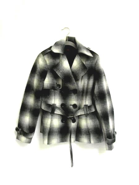 Peacoat By Mackintosh Black White Belted Women's Size PM