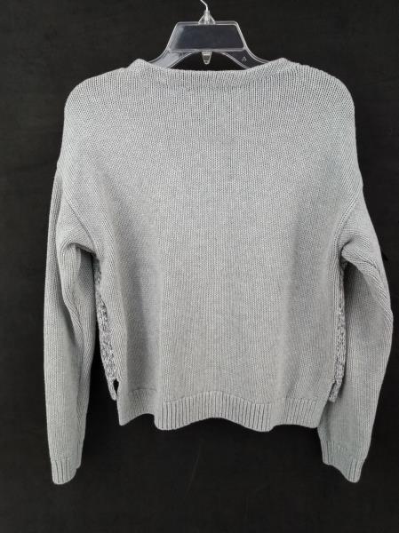 ARMANI EXCHANGE A|X Sweater Gray Cable Knit Cotton Blend Hi Lo Hem Women's M