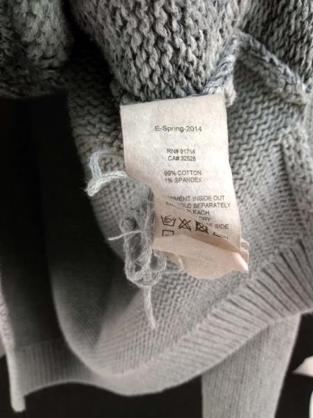 ARMANI EXCHANGE A|X Sweater Gray Cable Knit Cotton Blend Hi Lo Hem Women's M