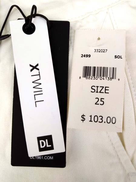 DL1961 Lily Trouser Short X Twill Sol White 6" Chino Sz 25 NWT