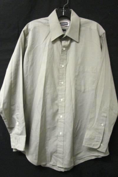Button Up Dress Shirt Hampshire House Dark Beige Polester Blend Men's S 16-32/33