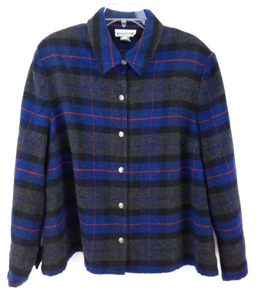 Vtg 90's EVAN PICONE Plaid Shirt Jacket Snap Down Wool Blend Women's Plus 20W