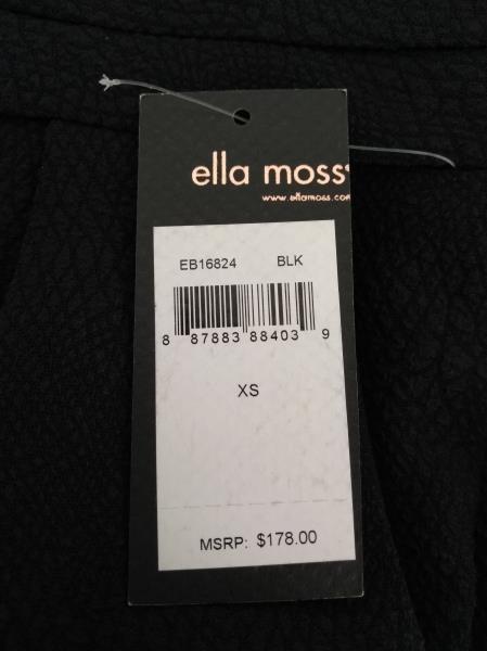 ELLA MOSS "Serena" Pant Black Textured Crepe Slim Leg Sz XS NWT $178