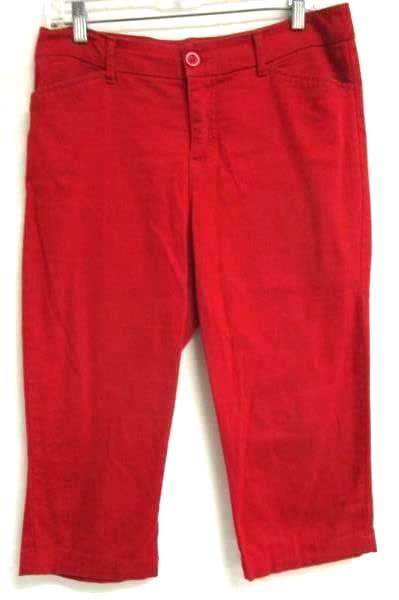 Capri Pants St. John's Bay Red "Chap" Series Women's Size 10 (Faux Back Pockets)
