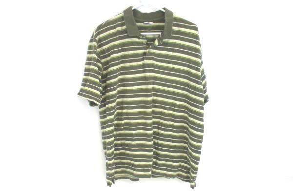 Columbia XCO Striped Polo Green Yellow White Button Up Men's Size Large
