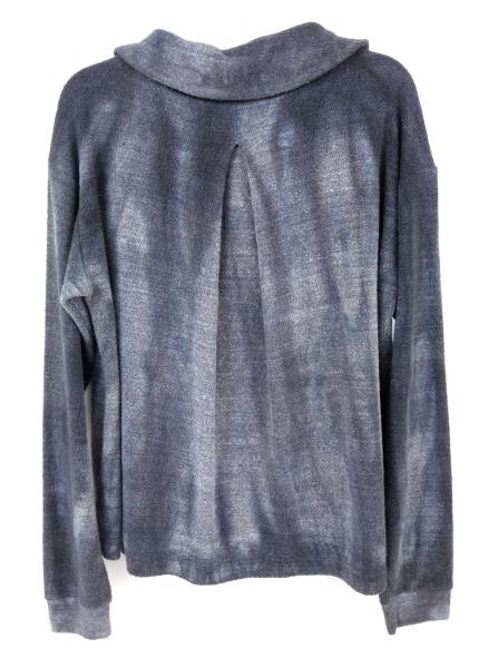 BELLA LUXX Funnel Neck Pullover Heather Gray Tie Dye Fleece Sweater Sz M NWT