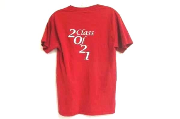 "Class of 2021" MHS Grizzlies T-shirt Fruit of the Loom Red & White Size Small