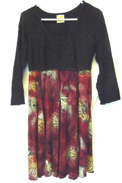 Hand Jive Wearable Art To Wear Women's Dress Long Sleeve Boho Chic Size Small