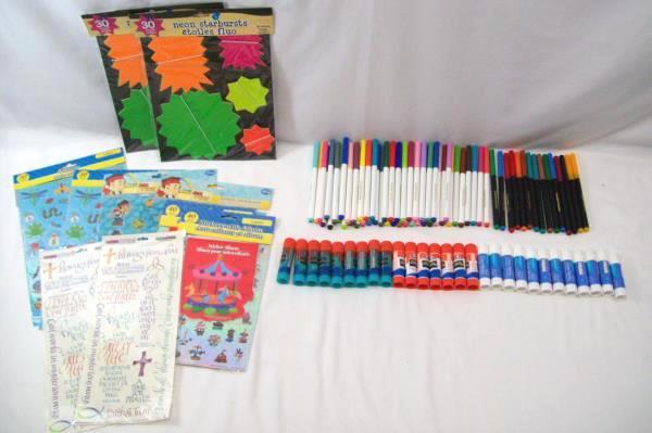 Craft Supply's Lot: Markers, Glue Sticks, Stickers