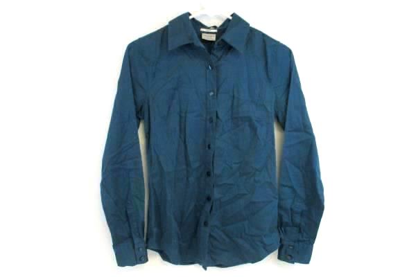 Van Heusen Studio Slim Fit Stretch Extensible Teal Button Up Blouse Women's XS