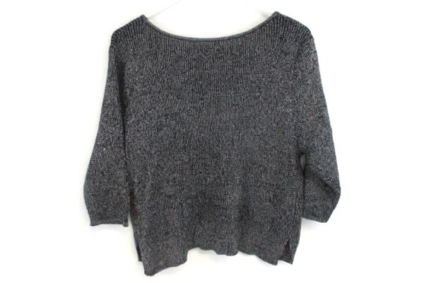 Vera Wang Princess Women's XL Black Silver Striped Crop Top Sweater Blouse