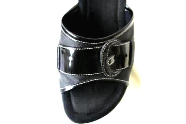 Bongo Black Buckle Wedge Sandals-Heels Size 6