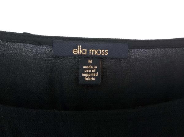 ELLA MOSS "Disco Starlight Zena" Fringe Blouse Black Short Sleeve Sz M NWT $168