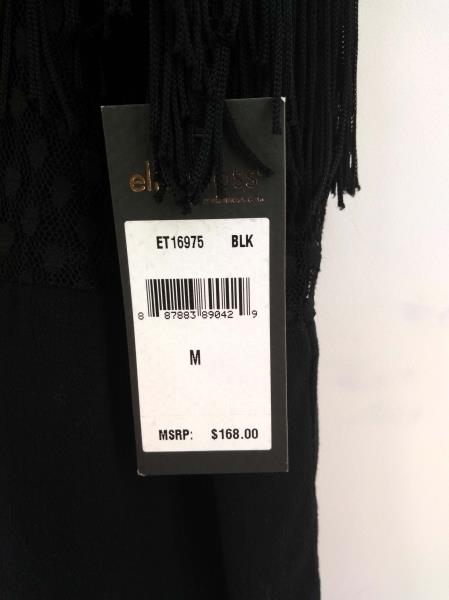 ELLA MOSS "Disco Starlight Zena" Fringe Blouse Black Short Sleeve Sz M NWT $168