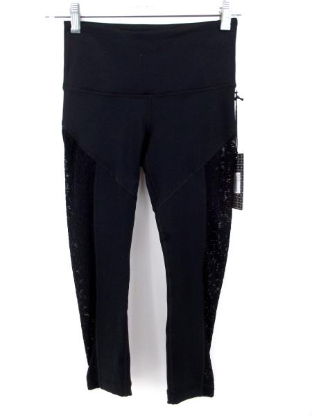 VIMMIA "Attitude" Capri Cropped Leggings Black Lace Mesh Side Panels Sz XS NWT