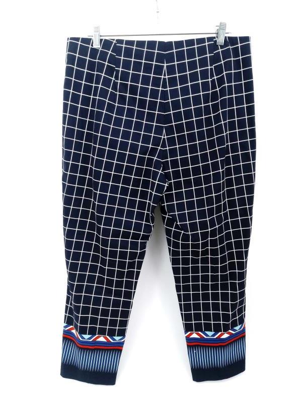 TRIBAL Trousers True Blue Check Dress Pants w/ Printed Cuffs Career Sz 12 NWT