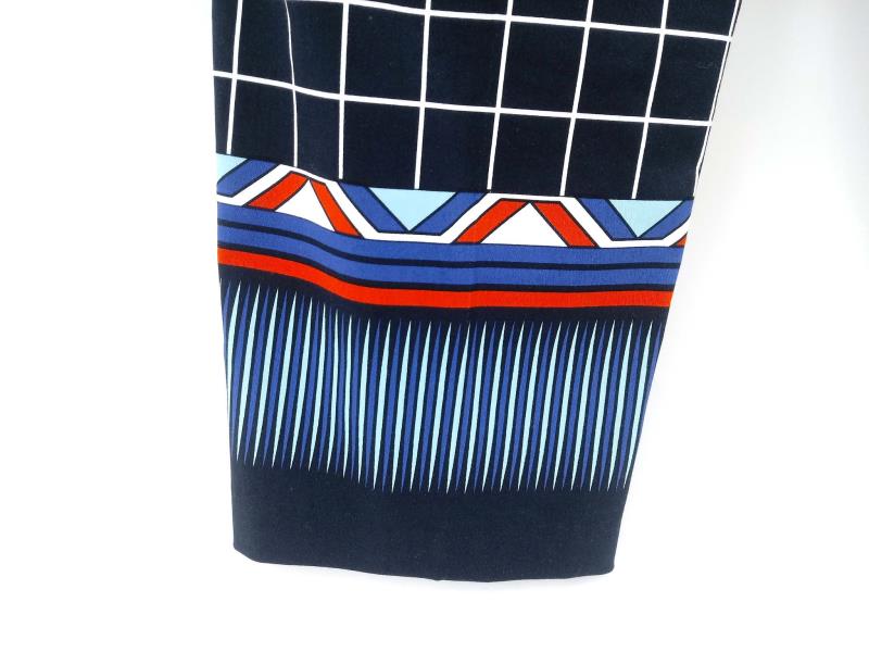TRIBAL Trousers True Blue Check Dress Pants w/ Printed Cuffs Career Sz 12 NWT