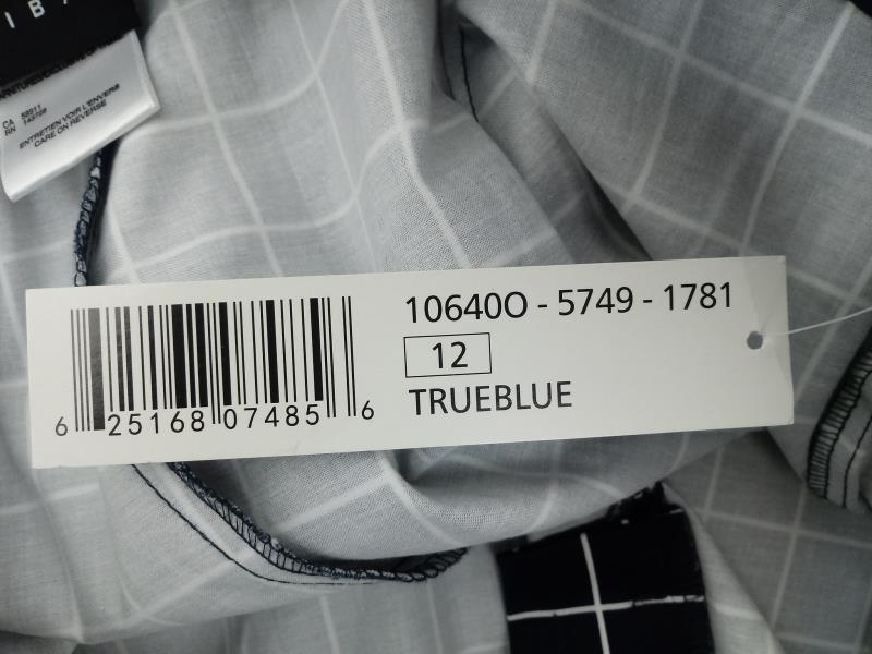 TRIBAL Trousers True Blue Check Dress Pants w/ Printed Cuffs Career Sz 12 NWT