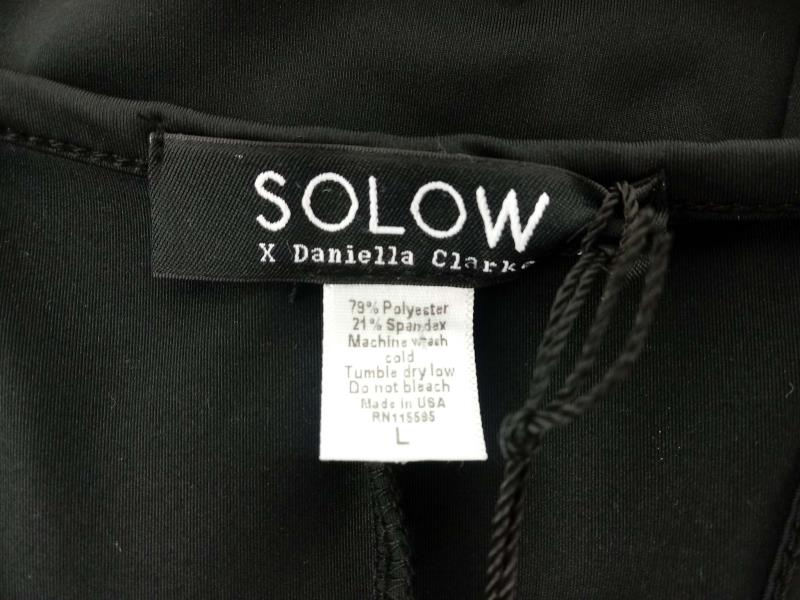 SOLOW Herringbone Tank Black Racerback Mesh Panels Activewear Womens Sz L NWT