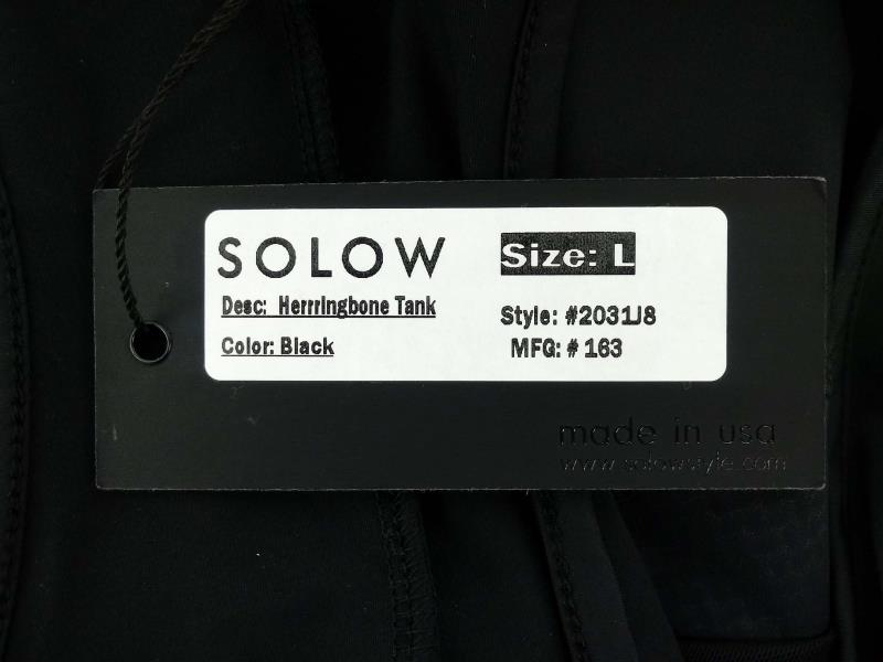 SOLOW Herringbone Tank Black Racerback Mesh Panels Activewear Womens Sz L NWT