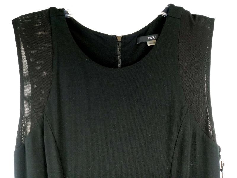 TART "Cosette" Jumpsuit Cap Sleeve Black Jersey Mesh Straight Leg Women Sz M NWT