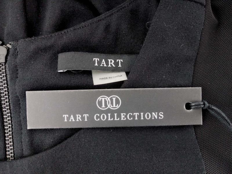 TART "Cosette" Jumpsuit Cap Sleeve Black Jersey Mesh Straight Leg Women Sz M NWT
